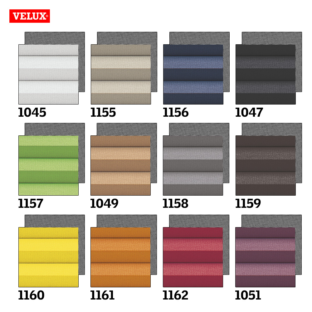 Velux Verdunkelungsrollo + Plissee Duoline Farbkarte